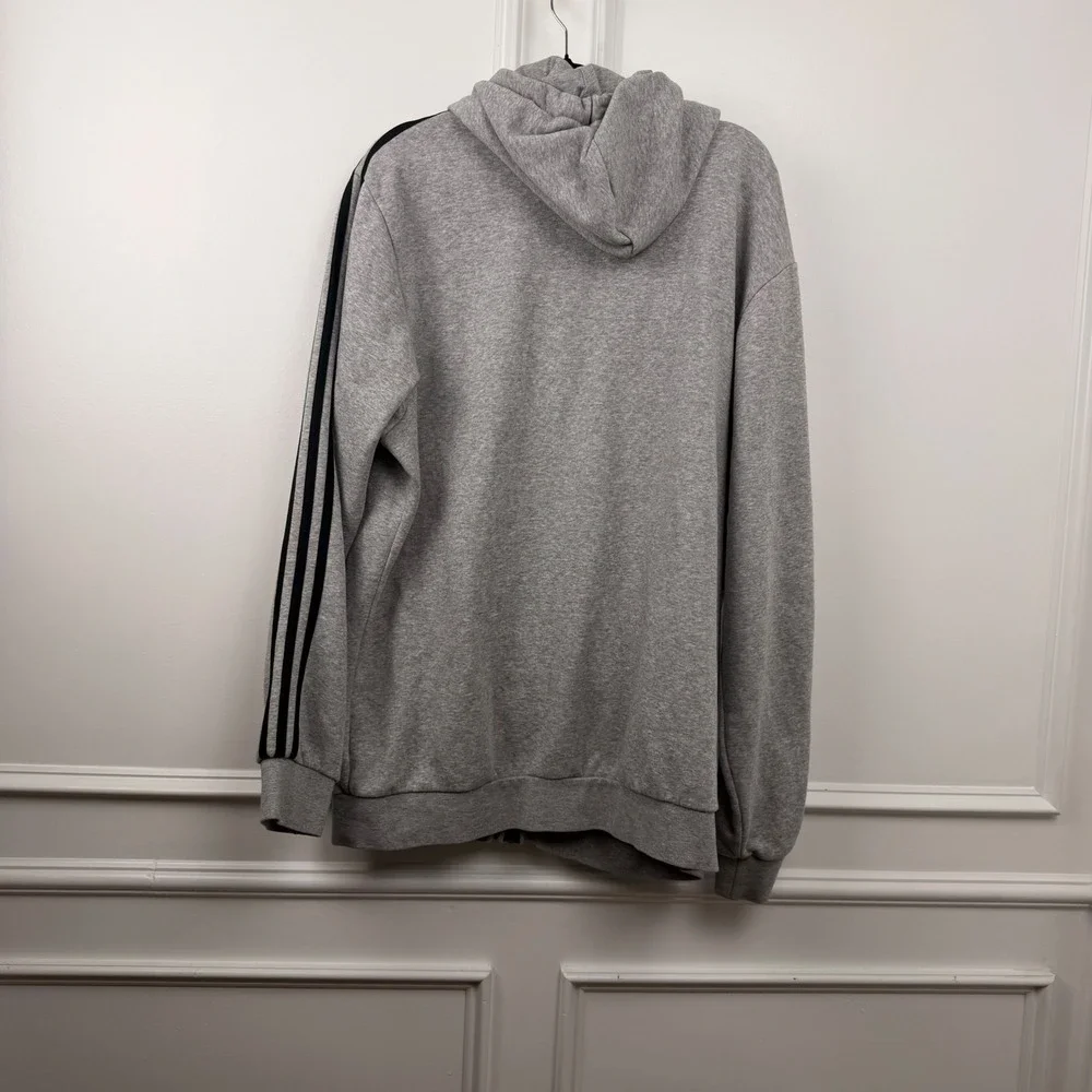 Adidas Mens Essentials 3-Stripes Full Zip Hoodie‎ Grey XL